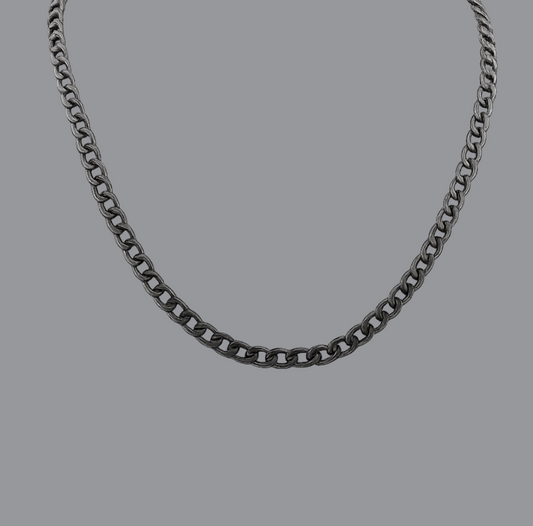 Obsidian Flat Curb Chain - THE STERLING FORGE