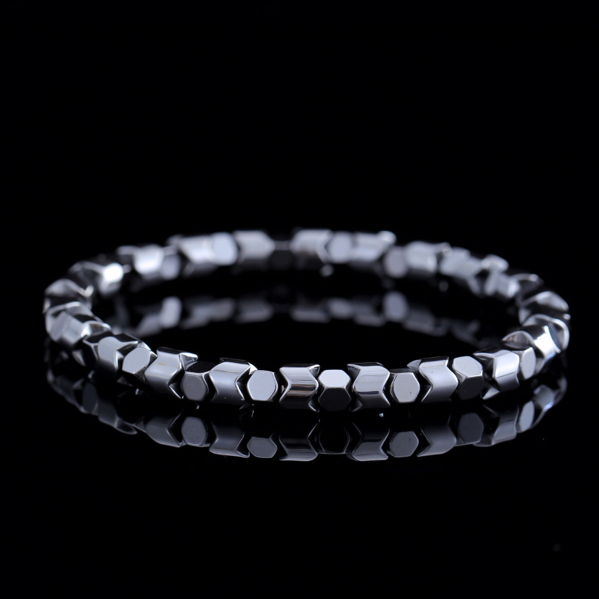 Black Hex Bead Bracelet (Adjustable)
