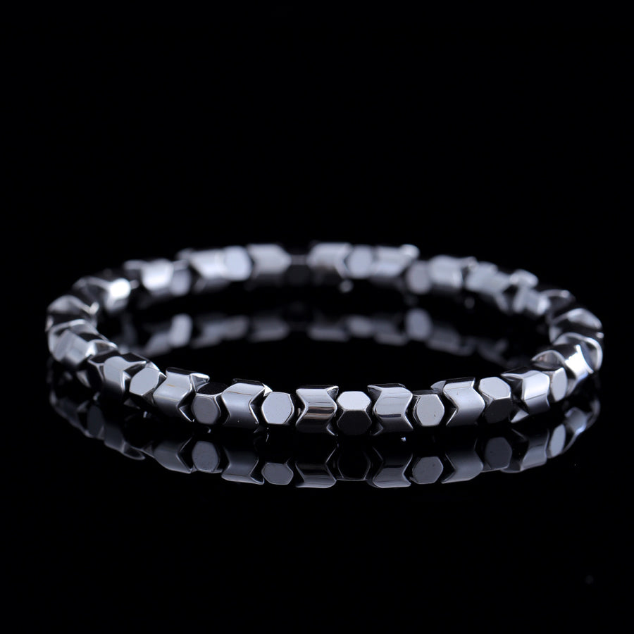 Black Hex Bead Bracelet (Adjustable)